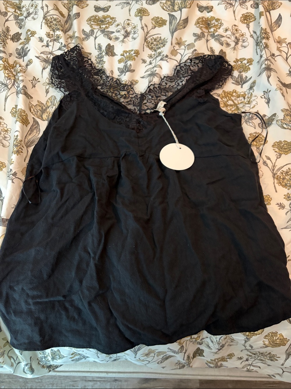 NWT Umgee Lace-Trim Black Women's Tank Top